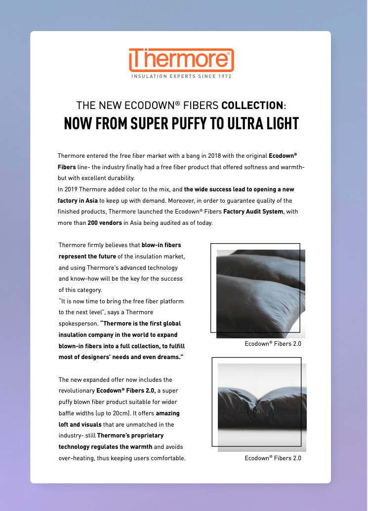THE NEW ECODOWN FIBERS COLLECTION: